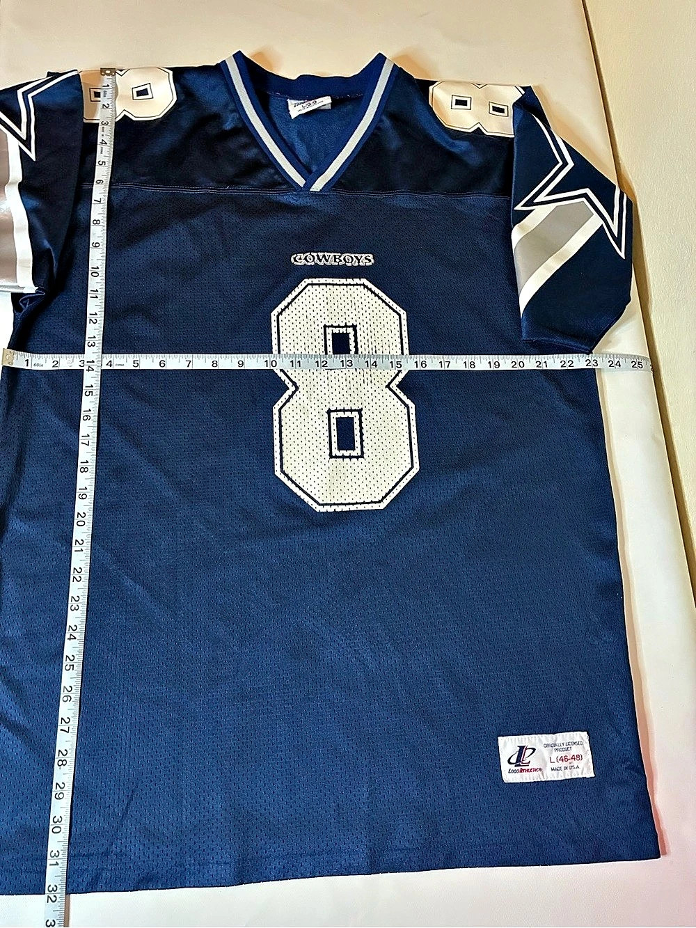 NFL Dallas Cowboys Troy Aikman #8 Jersey Logo Athletic, Blue & White, Size Large
